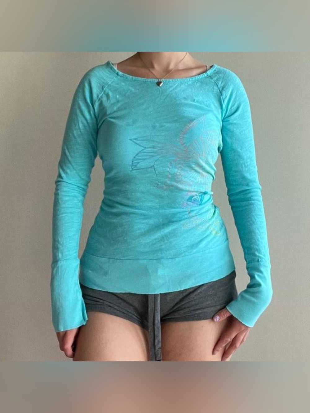 Y2K 2000s Coconut Girl Roxy blue long sleeve top size L